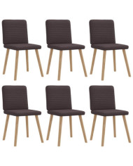 Chaises à manger lot de 6 marron foncé tissu | Mobilier & Déco