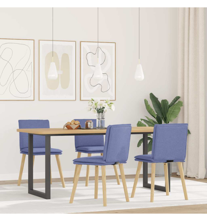 Chaises à manger lot de 4 bleu jean tissu | Mobilier & Déco