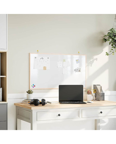 Tableau blanc magnétique avec cadre bois de pin massif 100x55cm | Mobilier & Déco