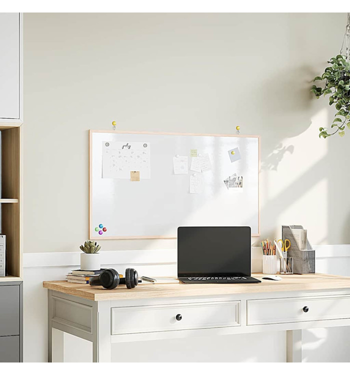 Tableau blanc magnétique avec cadre bois de pin massif 100x55cm | Mobilier & Déco