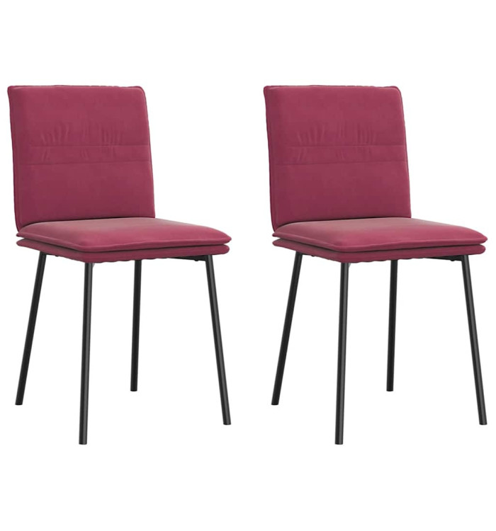 Chaises à manger lot de 2 Rouge bordeaux Velours | Mobilier & Déco