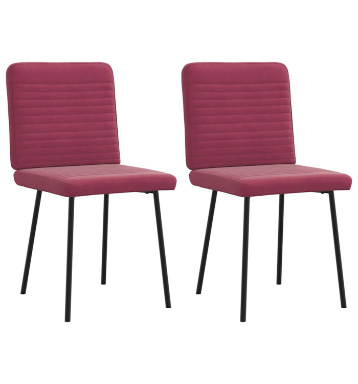 Chaises à manger lot de 2 Rouge bordeaux Velours | Mobilier & Déco