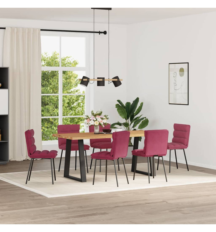 Chaises à manger lot de 6 rouge bordeaux velours | Mobilier & Déco