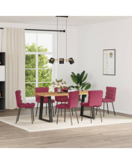 Chaises à manger lot de 6 rouge bordeaux velours | Mobilier & Déco