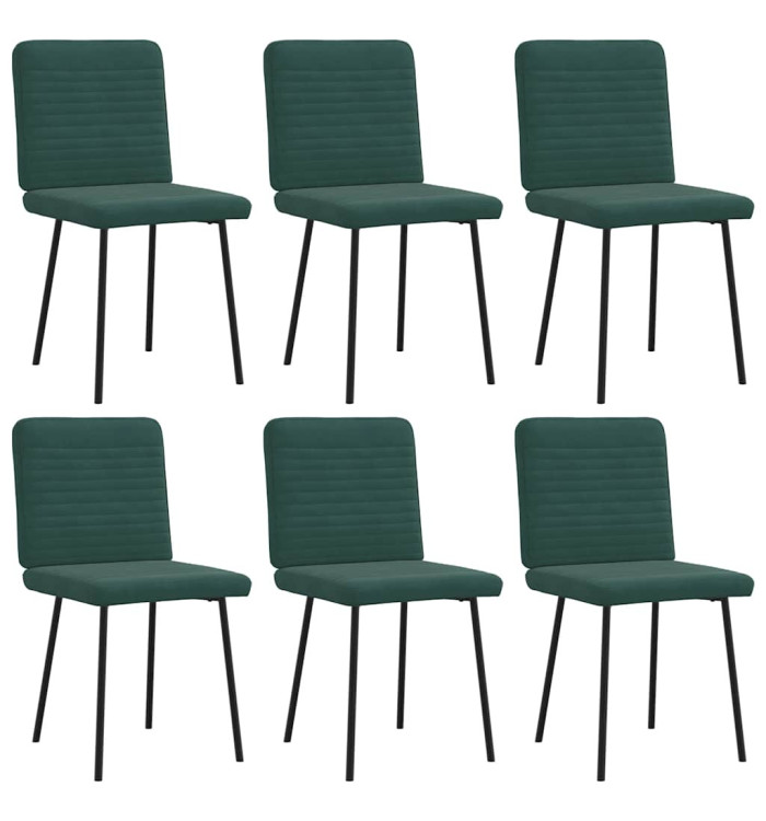 Chaises à manger lot de 6 vert foncé velours | Mobilier & Déco