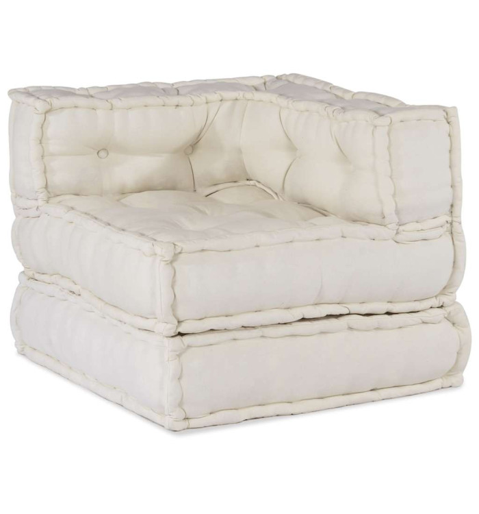 Pouf modulaire crème 70x70x54 tissu | Mobilier & Déco