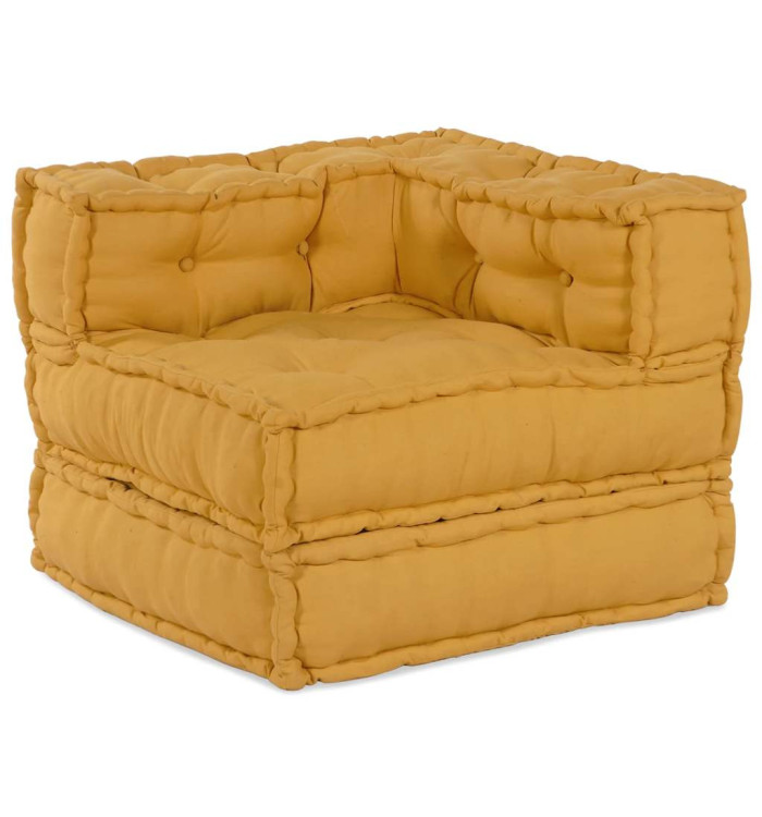 Pouf modulaire jaune 70x70x54 tissu | Mobilier & Déco