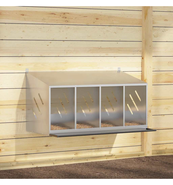 Nichoir de poules avec 4 compartiments Métal argenté galvanisé | Mobilier & Déco