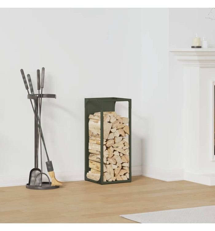 Portant de bois chauffage vert olive 25x25x60 cm | Mobilier & Déco