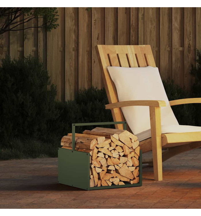 Portant de bois chauffage vert olive 40x40x40 cm | Mobilier & Déco