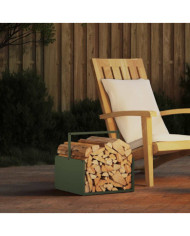Portant de bois chauffage vert olive 40x40x40 cm | Mobilier & Déco