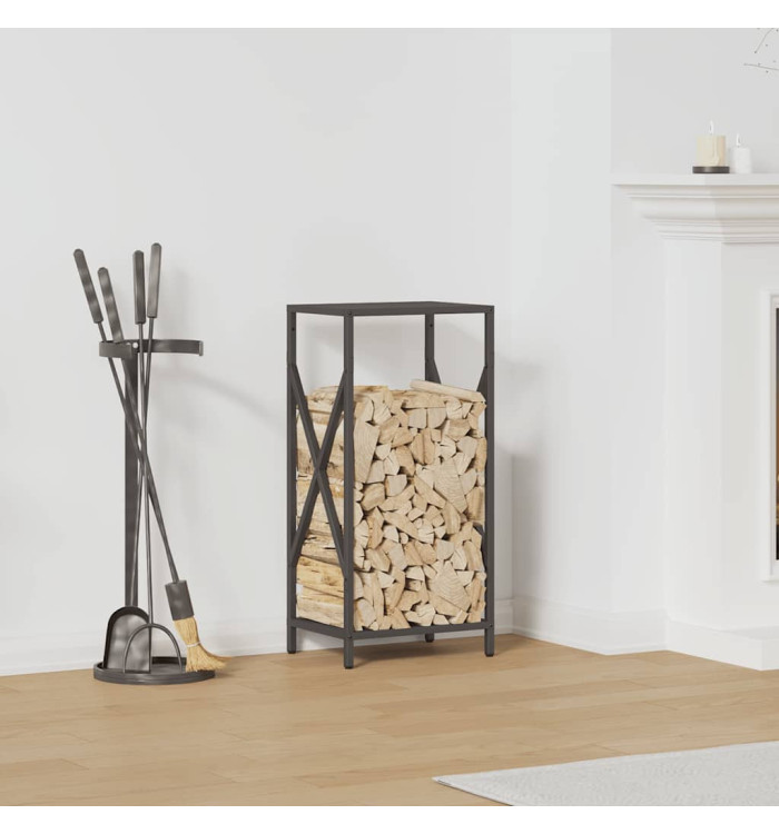 Portant de bois chauffage noir 34x25x70 cm | Mobilier & Déco