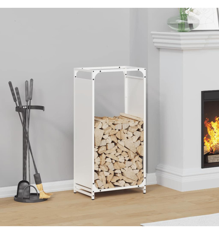 Portant de bois chauffage blanc 44x28x90 cm | Mobilier & Déco