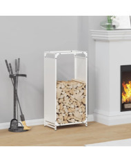 Portant de bois chauffage blanc 44x28x90 cm | Mobilier & Déco