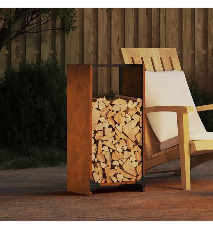 Étagère à bois 40x30x80 cm acier résistant aux intempéries | Mobilier & Déco