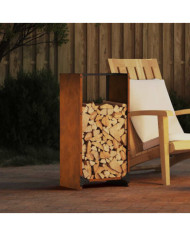 Étagère à bois 40x30x80 cm acier résistant aux intempéries | Mobilier & Déco
