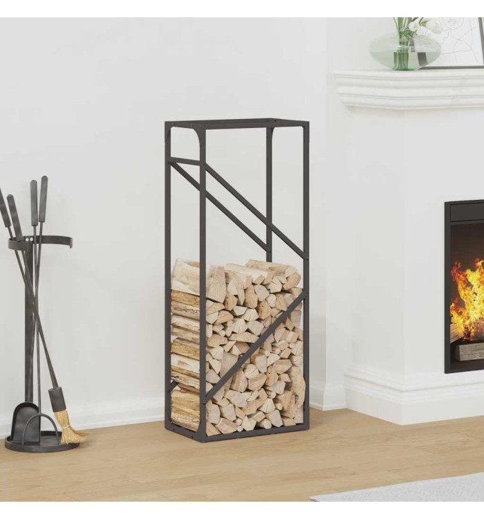 Portant de bois chauffage noir 40x25x100 cm | Mobilier & Déco