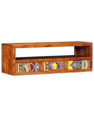 Meuble TV mural multicolore 90x30x30 bois massif d'acacia | Mobilier & Déco