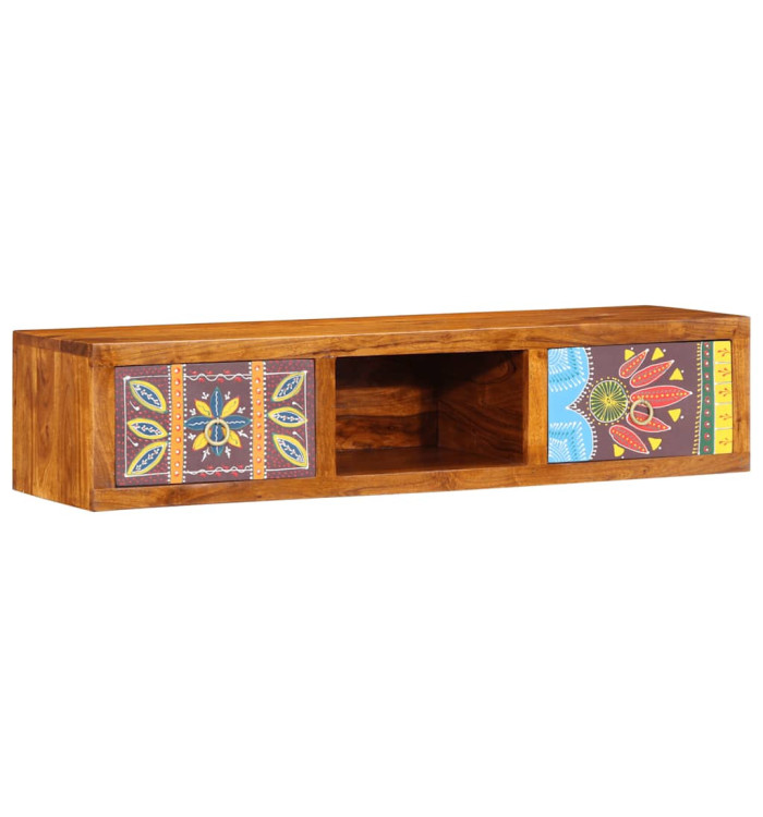 Meuble TV mural multicolore 100x30x22 bois massif d'acacia | Mobilier & Déco