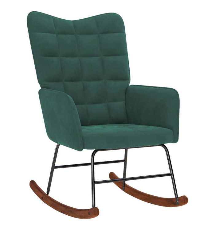 Chaise à bascule Vert foncé Velours | Mobilier & Déco