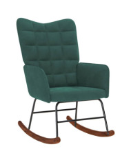 Chaise à bascule Vert foncé Velours | Mobilier & Déco