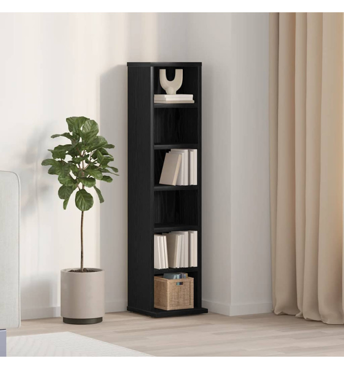 Armoire à CD chêne noir 21x20x88 cm bois d'ingénierie | Mobilier & Déco