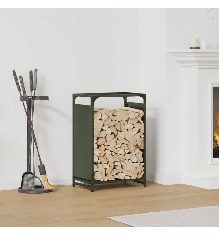 Portant de bois chauffage vert olive 44x28x65 cm | Mobilier & Déco
