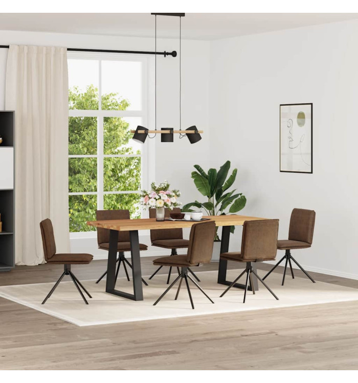 Chaises à manger lot de 6 marron similicuir daim | Mobilier & Déco