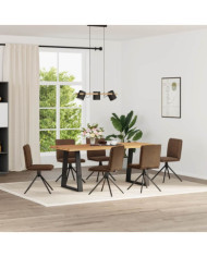 Chaises à manger lot de 6 marron similicuir daim | Mobilier & Déco
