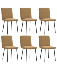 Chaises à manger lot de 6 marron velours | Mobilier & Déco