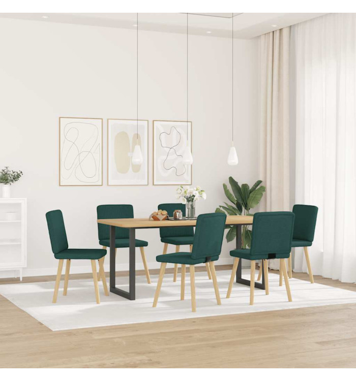 Chaises à manger lot de 6 vert foncé tissu | Mobilier & Déco