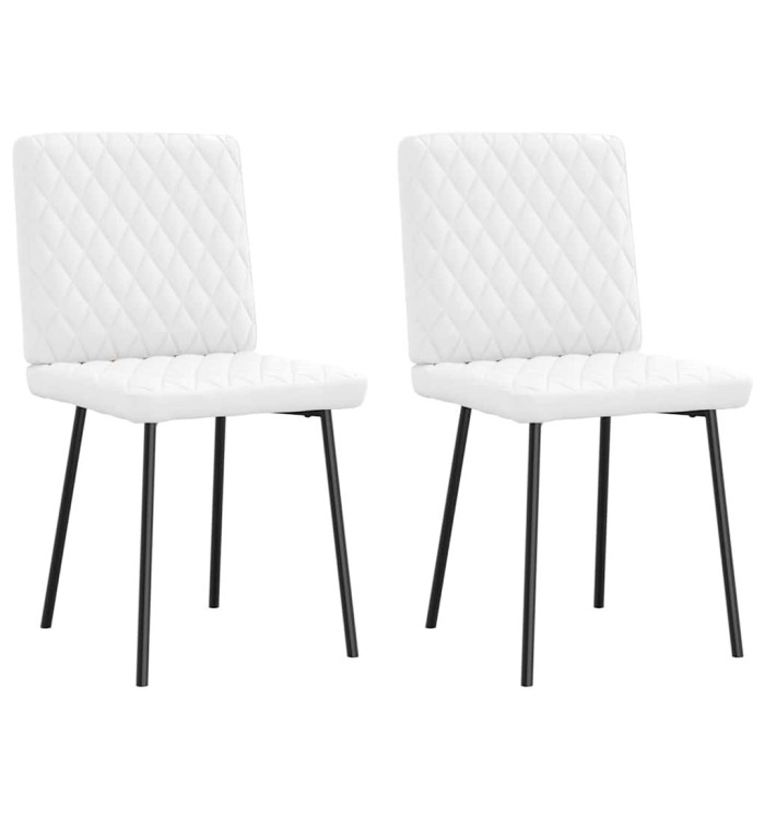Chaises à manger lot de 2 blanc similicuir | Mobilier & Déco