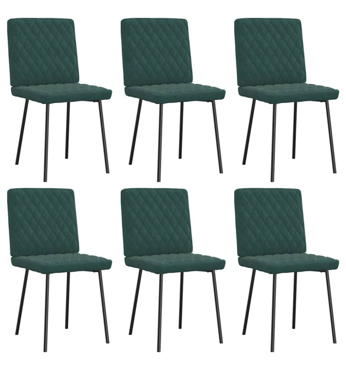 Chaises à manger lot de 6 vert foncé velours | Mobilier & Déco