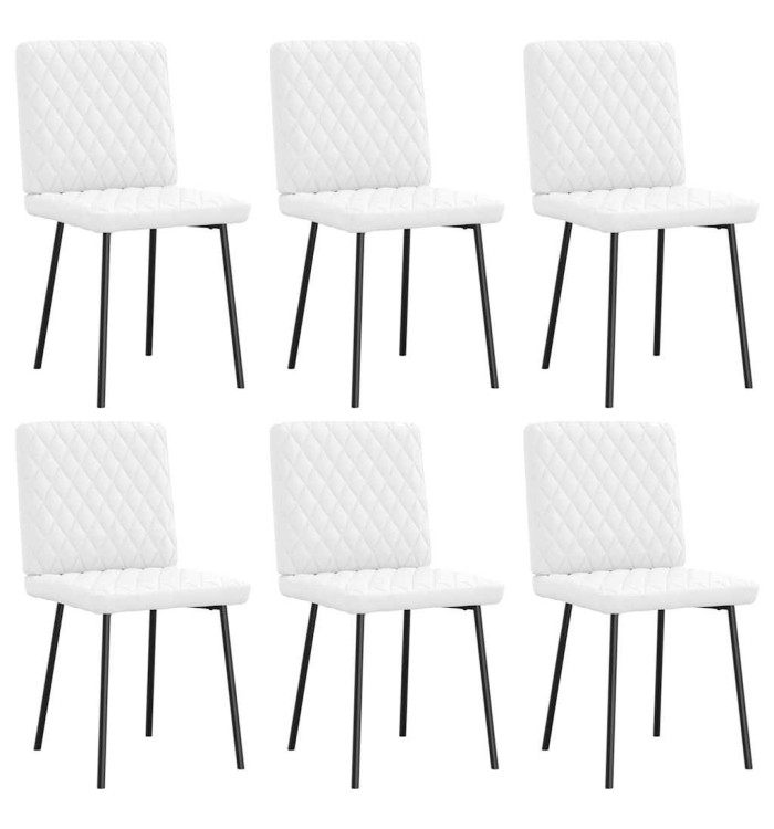 Chaises à manger lot de 6 blanc similicuir | Mobilier & Déco