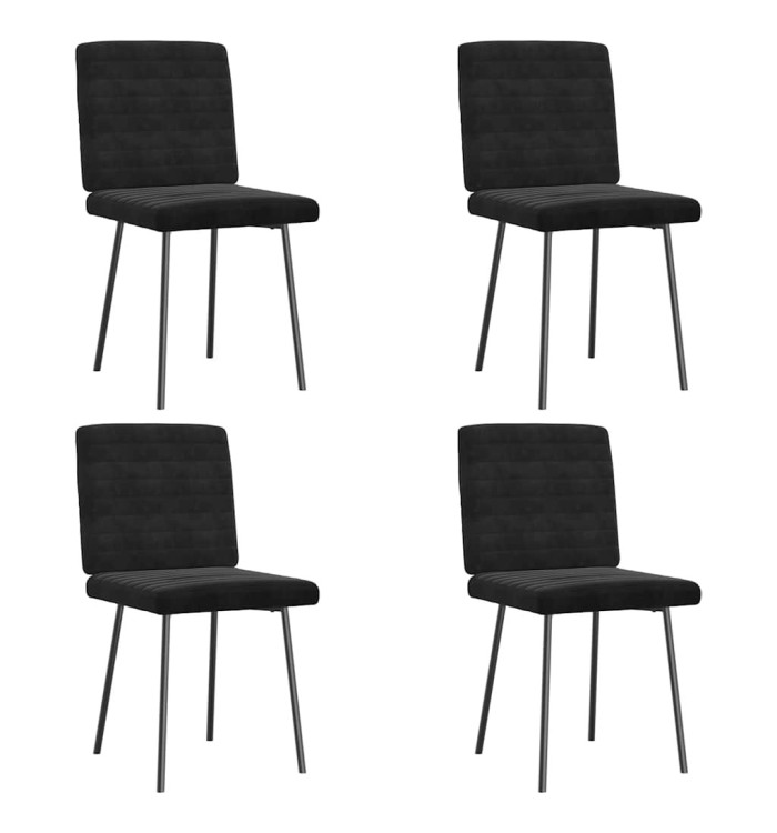 Chaises à manger lot de 4 Noir Velours | Mobilier & Déco
