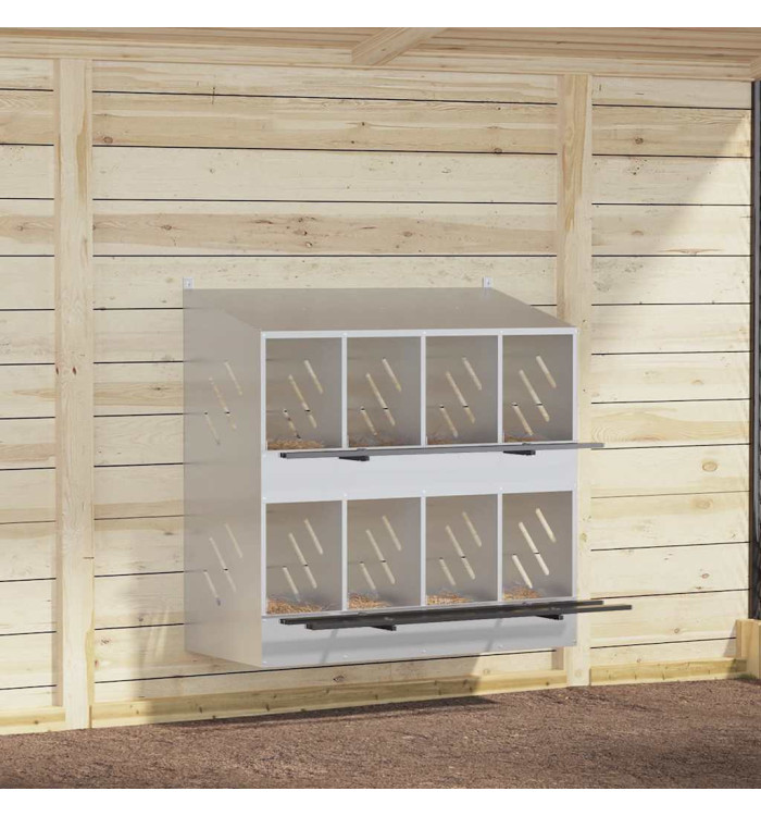 Nichoir de poules avec 8 compartiments métal argenté galvanisé | Mobilier & Déco
