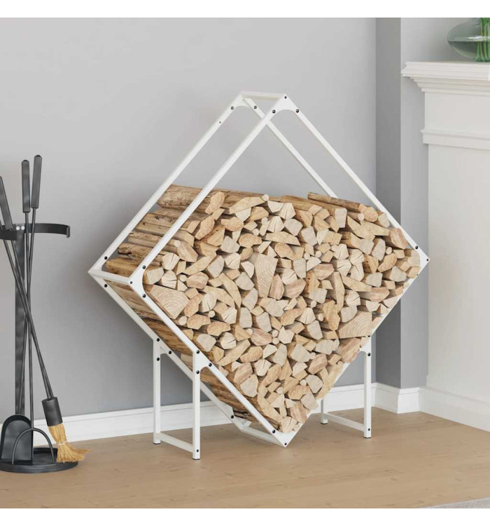 Portant de bois chauffage blanc 100x25x100 cm | Mobilier & Déco