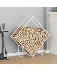 Portant de bois chauffage blanc 100x25x100 cm | Mobilier & Déco