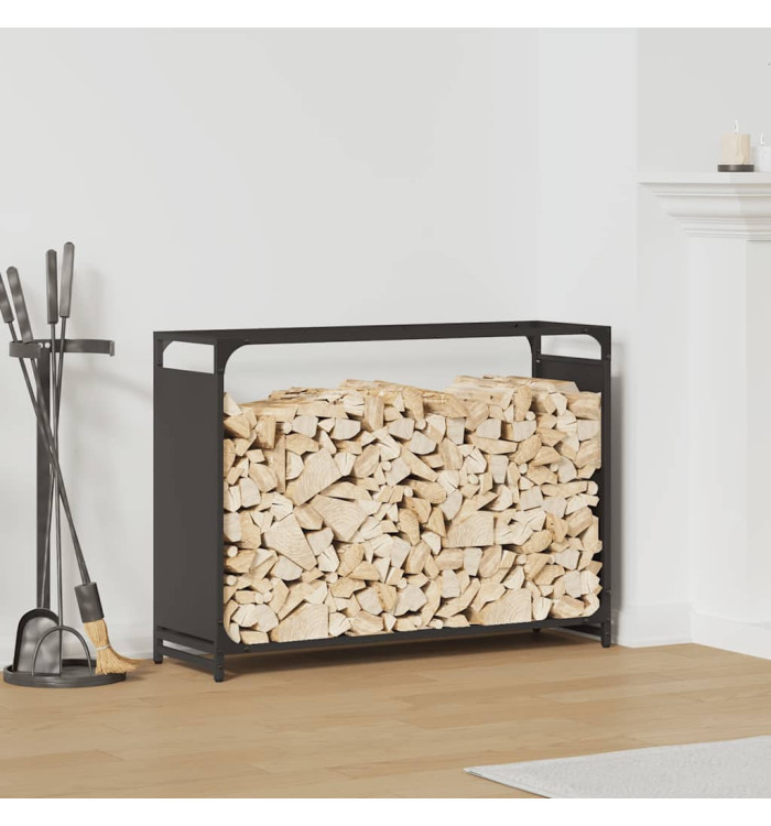 Portant de bois chauffage noir 90x28x65 cm | Mobilier & Déco