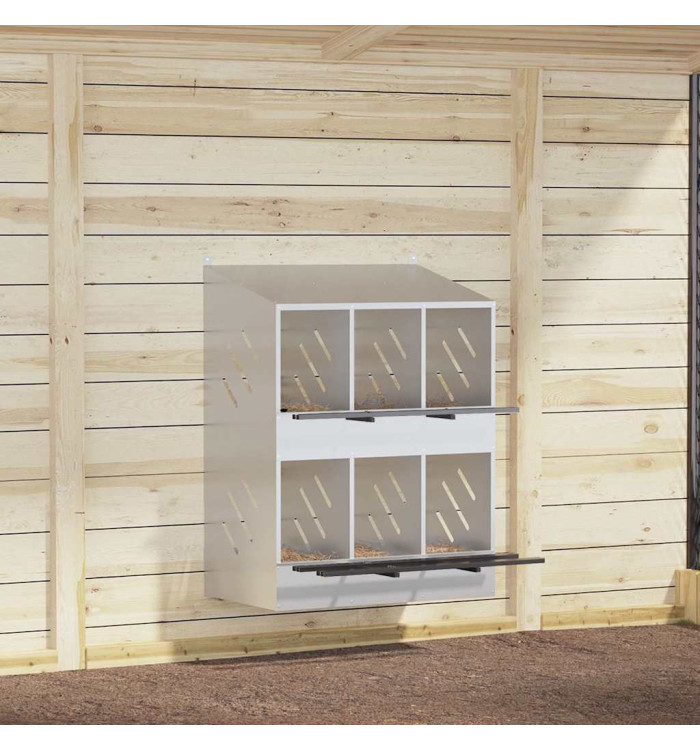 Nichoir de poules avec 6 compartiments métal argenté galvanisé | Mobilier & Déco