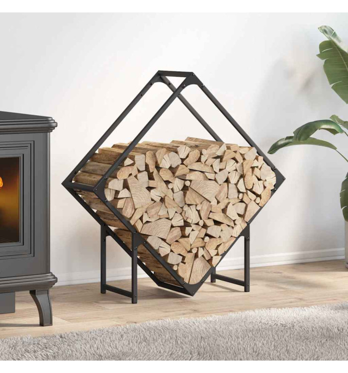 Portant de bois chauffage noir 80x25x80 cm | Mobilier & Déco