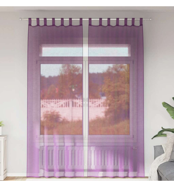 Rideaux en voile avec boucles 2 pcs violet 140x260 cm | Mobilier & Déco