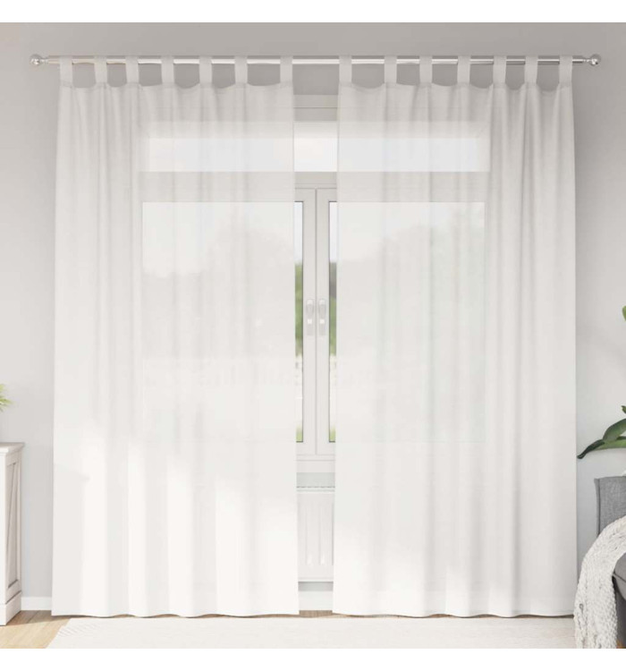Rideaux en voile avec boucles 2 pcs blanc 140x225 cm | Mobilier & Déco