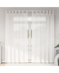 Rideaux en voile avec boucles 2 pcs blanc 140x225 cm | Mobilier & Déco