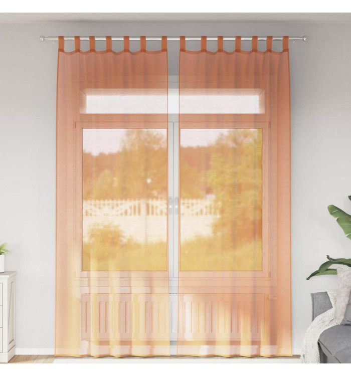 Rideaux en voile avec boucles 2 pcs terre cuite 140x260 cm | Mobilier & Déco