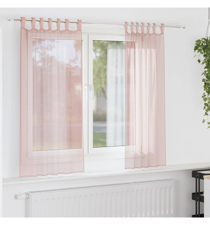 Rideaux en voile avec boucles 2 pcs rose clair 140x140 cm | Mobilier & Déco