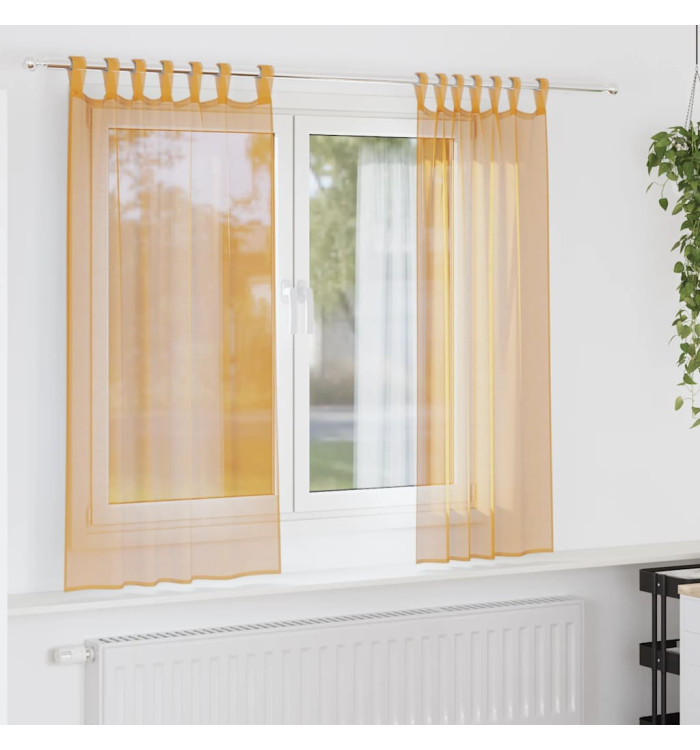 Rideaux en voile avec boucles 2 pcs orange 140x140 cm | Mobilier & Déco
