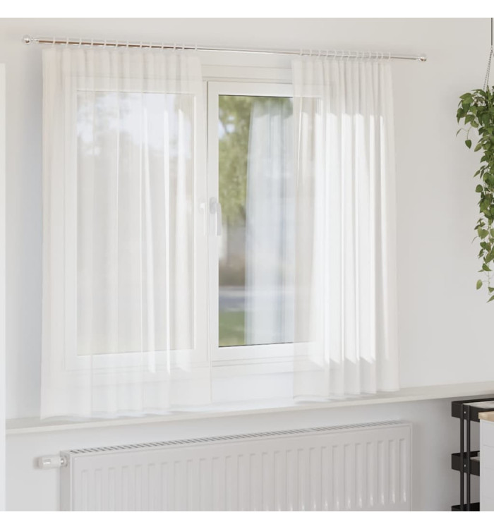 Rideaux en voile avec passe-tringles 2 pcs blanc | Mobilier & Déco