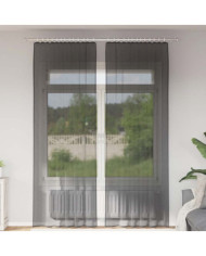 Rideaux en voile avec passe-tringles 2 pcs noir | Mobilier & Déco
