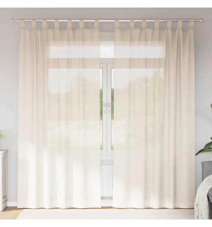 Rideaux en voile avec passants 2 pcs crème | Mobilier & Déco